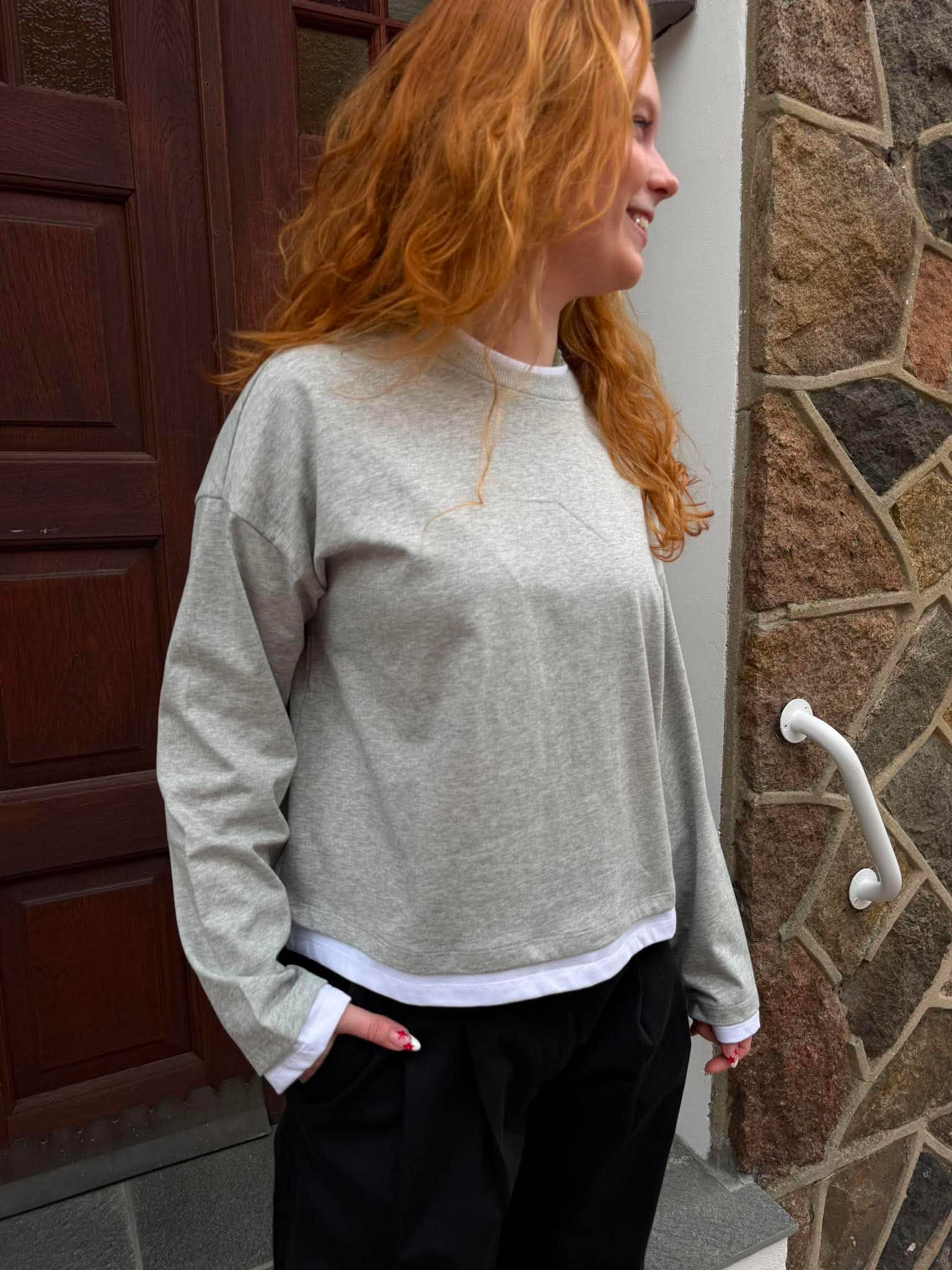 NMEMBER Top - Light Grey Melange